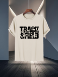Men's T-Shirt Urban Graffiti Lettering With Block Shadows On White Track And Field