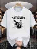 Men's T-Shirt Trust Me I Am A Drummer With Classic Drum Kit Surrounded By Stage Lights