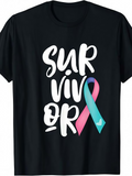 Men's T-Shirt Survivor Colorful Awareness Ribbon With Brave Powerful Message
