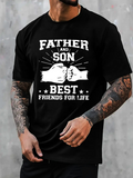 Men's T-Shirt Father And Son Fists Bumping Surrounded By Rays And Stars
