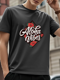Men's T-Shirt Aloha Vibes Red Poppies With Tropical Greenery Graphic T Shirt