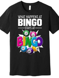 Men's T-Shirt What Happens At Bingo Colorful Balls Bursting With Excitement Bingo