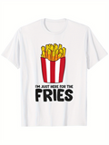 Men's T-Shirt I Am Just Here For The Fries Bold Striped Box With Crispy Golden French Fries