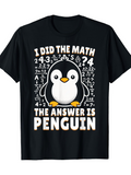 Men's T-Shirt I Did The Math With Numbers And Cute Cartoon Penguin