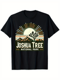 Men's T-Shirt Joshua Tree Sunrise With Mountains Among Radiant Desert Landscape