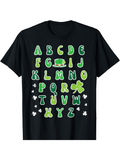Men's T-Shirt Alphabet With Green Clovers And Hat Surrounded By Shamrock Leaves Letters