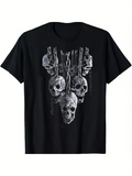Men's T-Shirt Grungy Chains Dangling Among Dark Shadows Surrounding Creepy Human Skulls