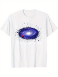 Men's T-Shirt Abstract Watercolor Splatter With Blue Galaxy Swirling Depths Of Space