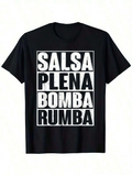 Men's T-Shirt Salsa Plena Bomba Rumba Bold White Block Letters Iconic Dance T Shirt