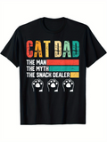 Men's T-Shirt Cat Dad Vintage Stripes With Three Playful Cat Paw Prints