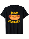 Men's T-Shirt Team Mustard Vibrant Hotdog With Bright Yellow Mustard Drizzle Cheerful Design