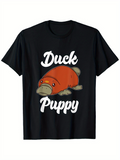 Men's T-Shirt Duck Puppy Cute Playful Cartoon Platypus Surrounded By Fun Whimsical Energy