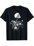 Men's T-Shirt Blooming Skeleton Surrounded By Wild Flowers And Delicate Petals Skeleton