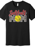 Men's T-Shirt Softball Mom Yellow Softball Among Animal Print Letters Shirt