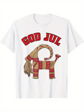 Men's T-Shirt God Jul Festive Straw Ornament With Red Ribbon Goat