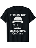 Men's T-Shirt This Is My Detective Costume Hat And Monocle Mustache Graphic Detective