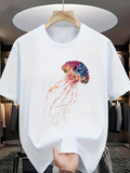 Men's T-Shirt Colorful Floating Patterns With Rainbow Dots And Wispy Lines Jellyfish