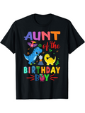 Men's T-Shirt Aunt Of The Birthday Boy With Cute Colorful Dinosaurs And Confetti Party Scene Tshirt
