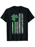 Men's T-Shirt Vintage Green Stripes With Worn Clover Under Faded Shamrock Flag