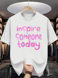 Men's T-Shirt Inspire Someone Today With Playful Pink Lettering Accented By Soft Yellow Flowers T Shirt