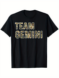 Men's T-Shirt Team Gemini Bold Outline Letters With Subtle Nature Inspired Texture Gemini