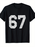 Men's T-Shirt Bold White Number Print With Subtle Graphic Texture Number