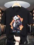 Men's T-Shirt Urban Style Cartoon Panda With Jacket And Colorful Graffiti Street Vibe Panda