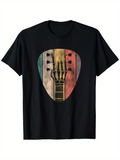 Men's T-Shirt Colorful Vintage Guitar Pick With Skeleton Hand Art Guitar