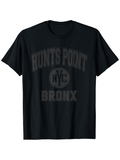 Men's T-Shirt Hunts Point NYC Bronx Typography Print Classic Black T Shirt