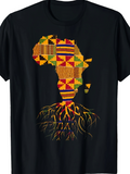 Men's T-Shirt Vibrant Geometric Patterns With Deep Rooted African Continent Map