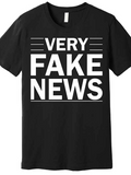 Men's T-Shirt Very Fake News Bold White Letters On Black Cotton T Shirt