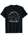 Men's T-Shirt Hanapa Fishing Club Vintage Illustration With Simple Line Drawing Fish