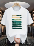 Men's T-Shirt Serene Mountain Horizon With Abstract Painted Brushstroke Sunset Landscape