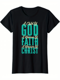 Men's T-Shirt A Child Of God A Woman Of Faith A Warrior Of Christ Lettering With Bold Typography Christian T Shirt