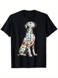 Men's T-Shirt Colorful Paint Splash Patterned Dalmatian Art Dog