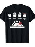 Men's T-Shirt Rock Paper Scissors With Bloody Table Saw Illustration