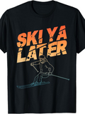 Men's T-Shirt Ski Ya Later Sunset Gradient Lettering With Skier In Motion
