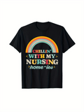 Men's T-Shirt Chillin With My Nursing Homeies Colorful Retro Rainbow Graphic Shirt