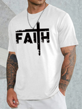 Men's T-Shirt Faith With Bold Grunge Lettering In Black On Chest T Shirt