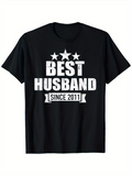 Men's T-Shirt Best Husband Since 2011 With Bold White Stars Banner Lettering