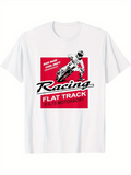Men's T-Shirt Racing Flat Track Motorsport With Speed Motorcycle Rider Illustration