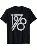 Men's T-Shirt Distressed White Numerals With Stylized Vintage Geometric Design Numbers