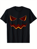 Men's T-Shirt Glowing Fiery Eyes And Sharp Zigzag Mouth Pumpkin Face