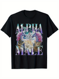 Men's T-Shirt Alpha Male Surrounded By Fantasy Cats With Magical Sparkling Aura