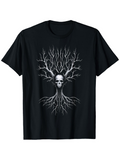 Men's T-Shirt Haunting Branches With Ghostly Roots Enveloping Mysterious Bare Tree Skull