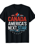 Men's T-Shirt Canada Americas Next Star Red White Blue Accents With Maple Leaf Motif