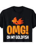 Men's T-Shirt OMG Oh My Goldfish With Vibrant Orange Firetail Swimming Goldfish