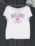 Men's T-Shirt Miami Purple Tennis Emblem With Laurel Branch Accent
