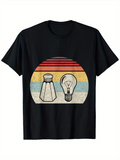 Men's T-Shirt Retro Sunlight With Vintage Stripes Featuring Salt Shaker And Lightbulb
