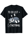 Men's T-Shirt To Do List Nothing Cartoon Sleeping Raccoon With Box Under Letters